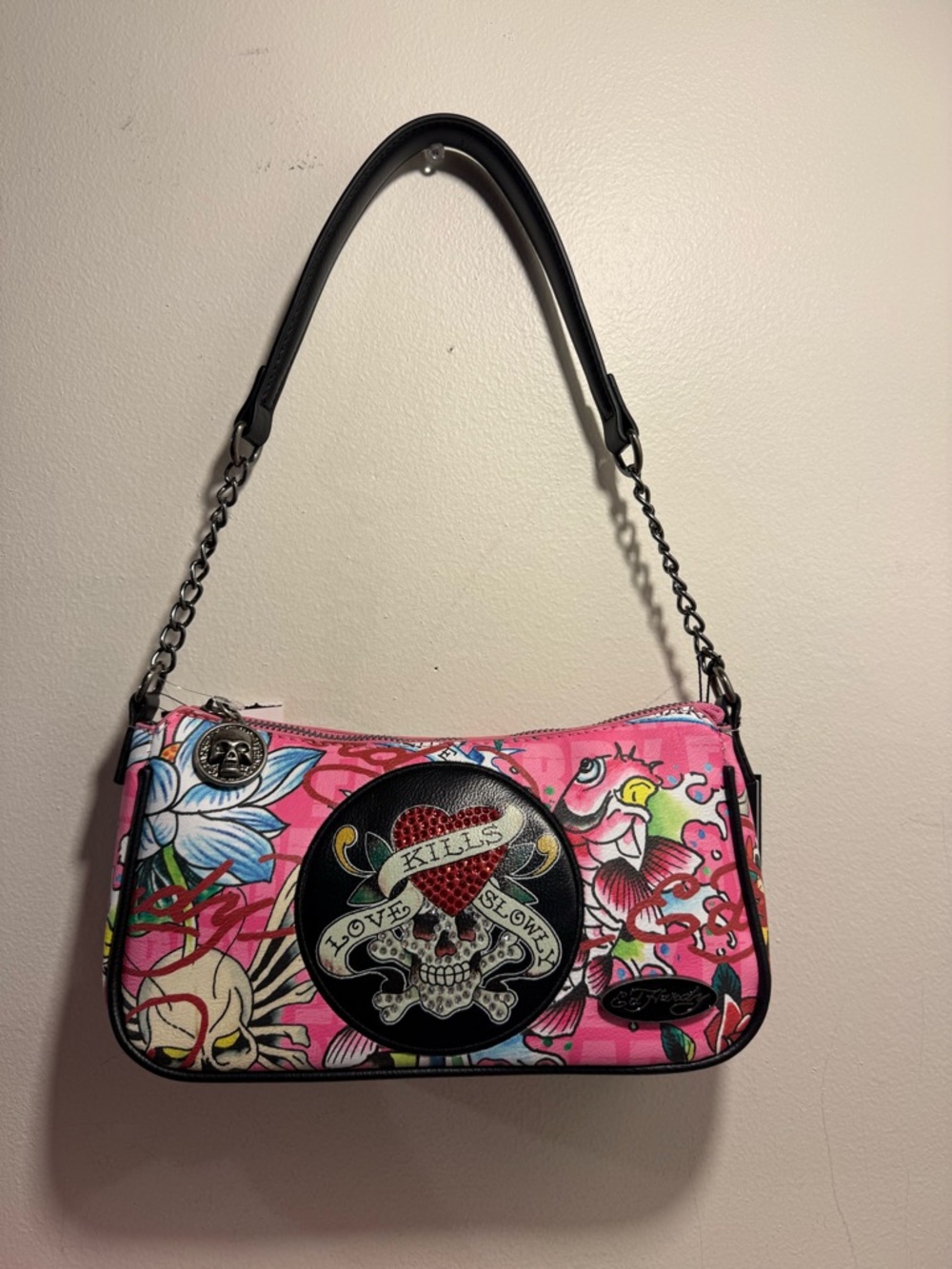 Ed Hardy shoulder crossbody Love Kills Slowly pink NWT Summer 2026